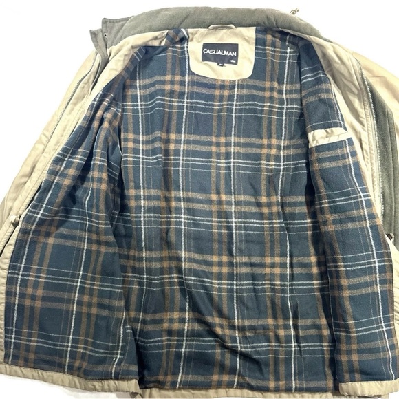 Casualman Jacket Tan Size 40 Soft & Warm Zip & Button Up Large Pockets - Picture 9 of 13